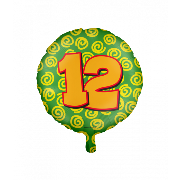 Folieballon 12 Jaar Gekleurd 45cm