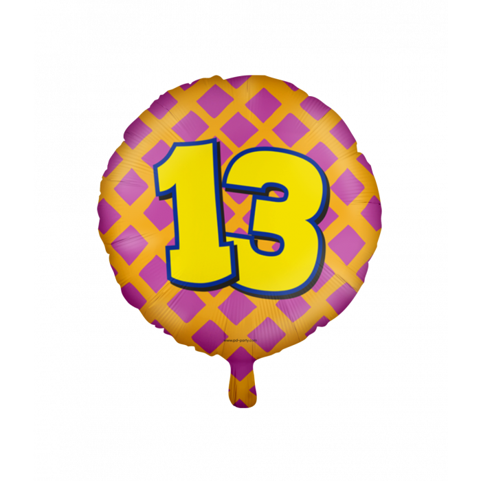 Folieballon 13 Jaar Gekleurd 45cm