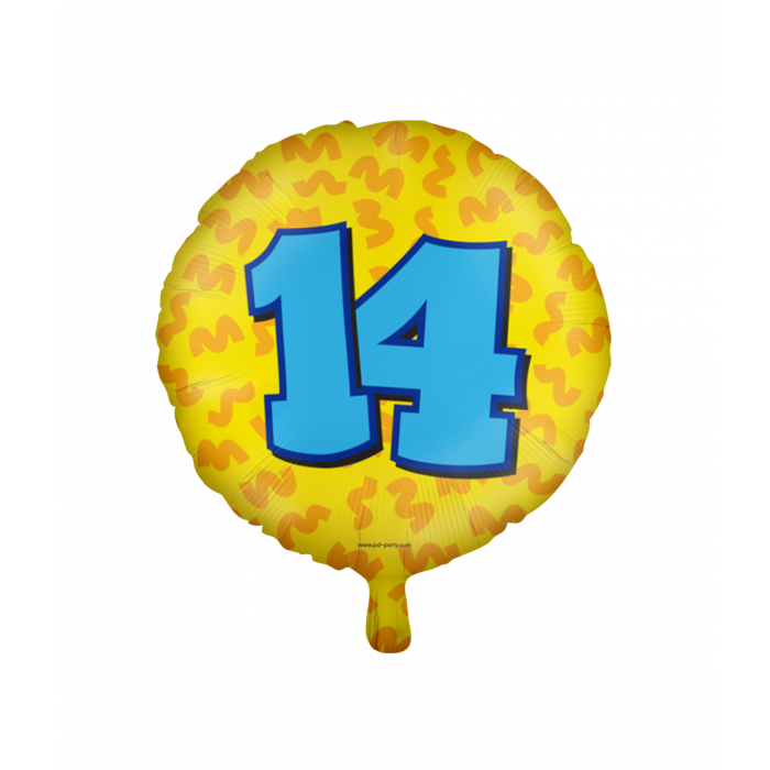 Folieballon 14 Jaar Gekleurd 45cm