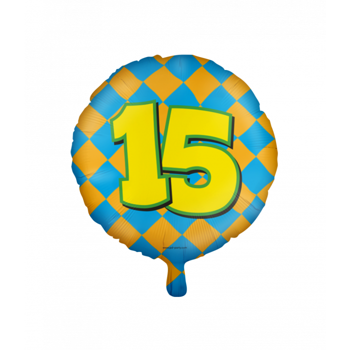Folieballon 15 Jaar Gekleurd 45cm