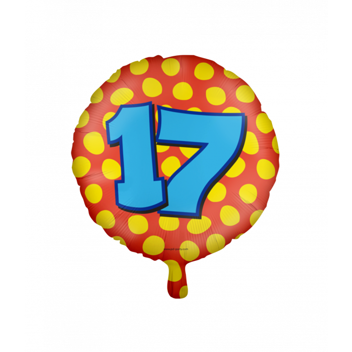 Folieballon 17 Jaar Gekleurd 45cm