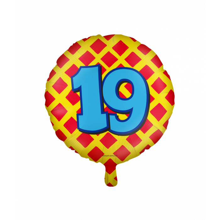 Folieballon 19 Jaar Gekleurd 45cm