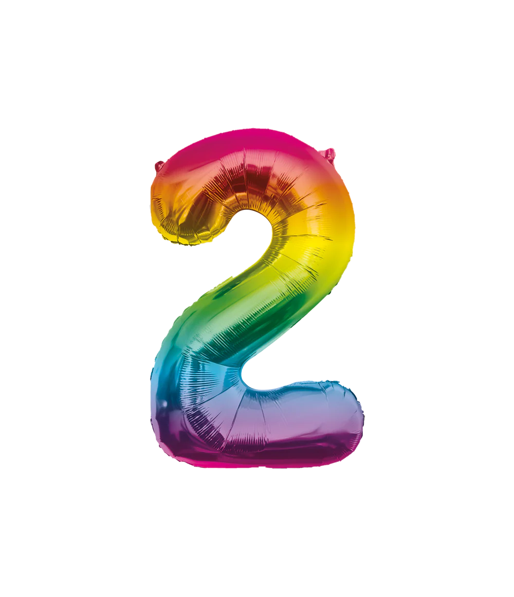 Folieballon 2 Jaar Regenboog 40cm
