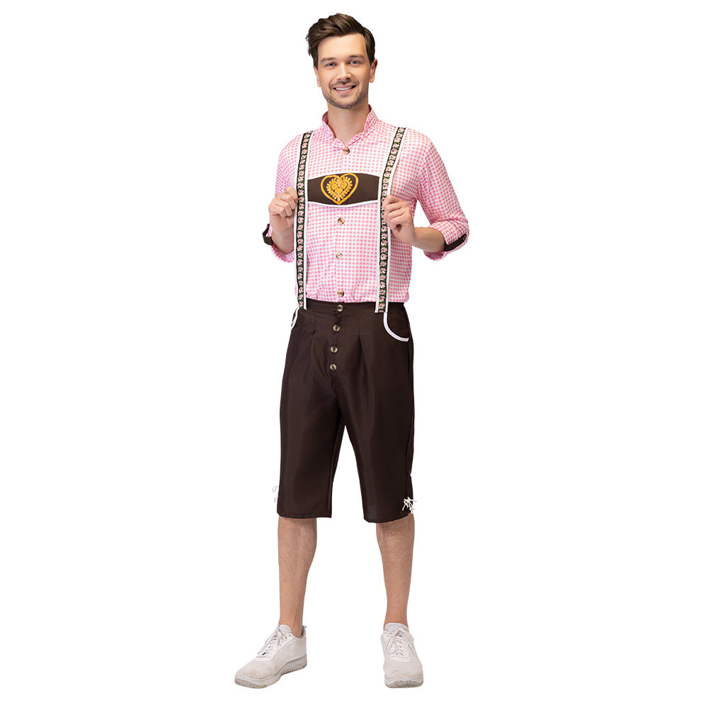 Oktoberfest Kostuum Heren Herr Schmidt – Lederhosen met Blouse – Beierse Outfit – Maat L, XL & XXL