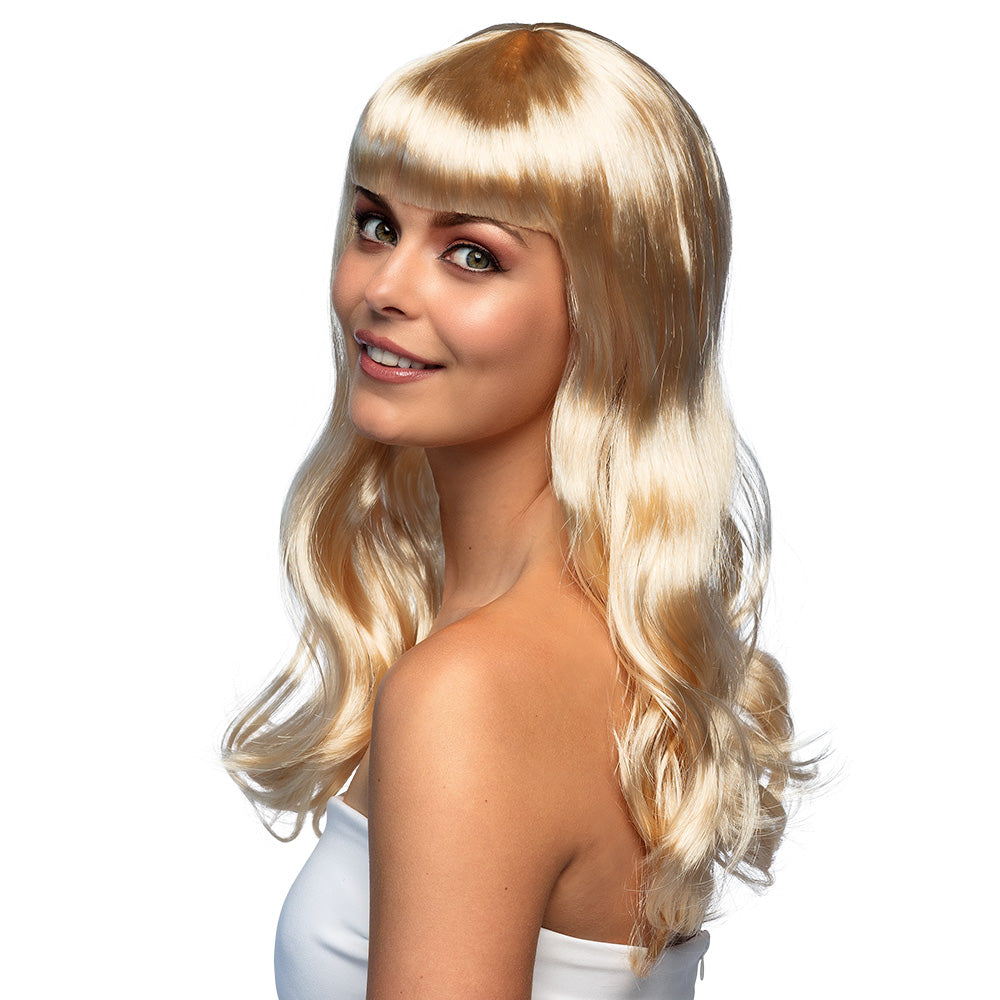 Pruik Lang Haar Pony Blond