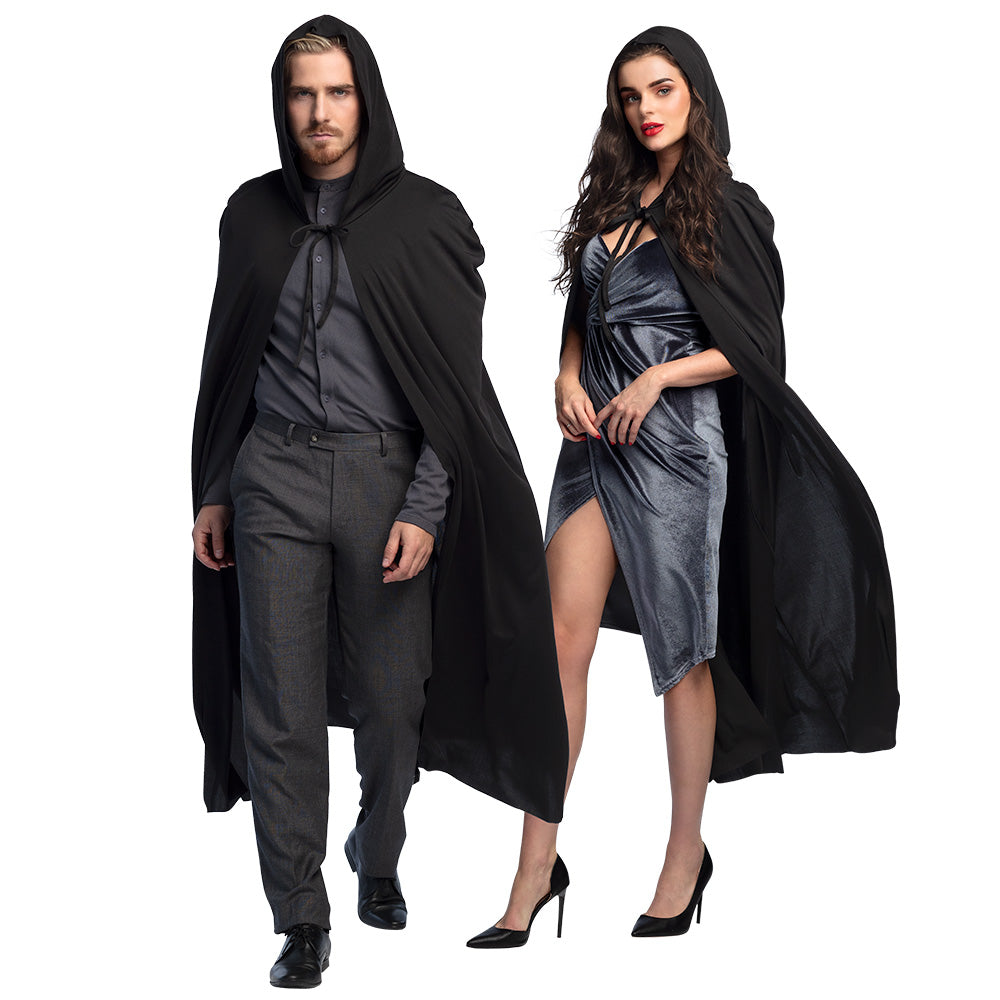Zwarte Vampier Cape 180 cm – Dracula Cape Volwassenen Universeel – Halloween Kostuum Mantel Zwart