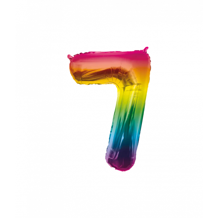 Folieballon 7 Jaar Regenboog 40cm