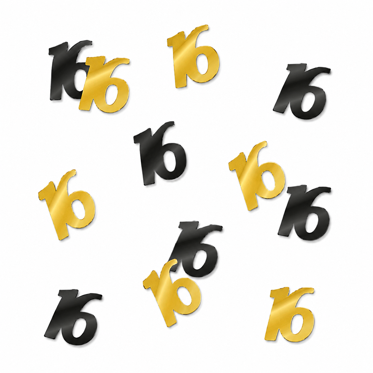 Tafelconfetti 16 Jaar Zwart Goud 14gr