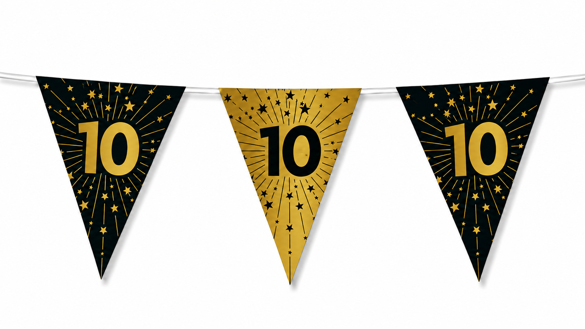10 Jaar Zwart Goud Vlaggenlijn 10m