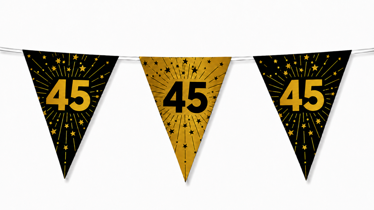 Vlaggenlijn 45 Jaar Zwart Goud 10m