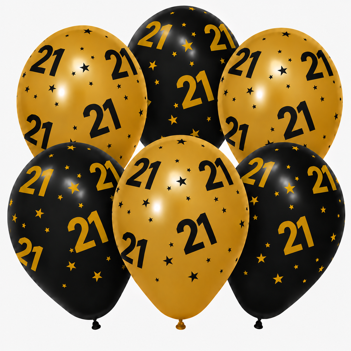 21 Jaar Zwart Goud Ballonnen 6st