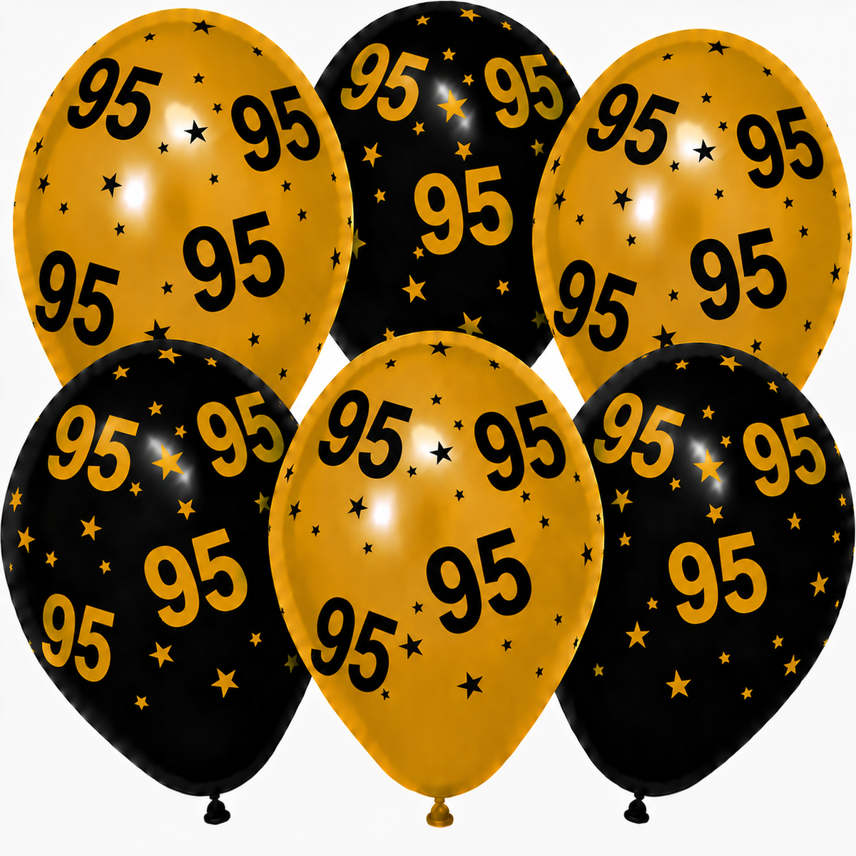 95 Jaar Zwart Goud Ballonnen 6st