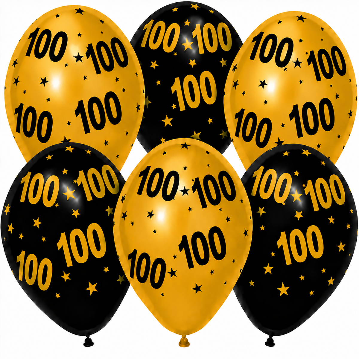 100 Jaar Zwart Goud Ballonnen 6st