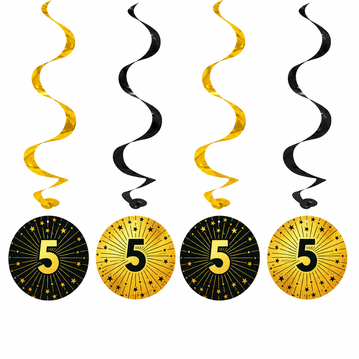 5 Jaar Swirls Zwart Goud 40cm 4st