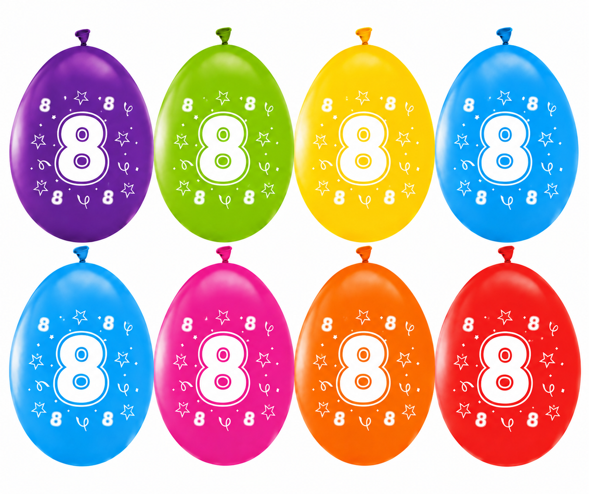 8 Jaar Ballonnen 31cm 8st