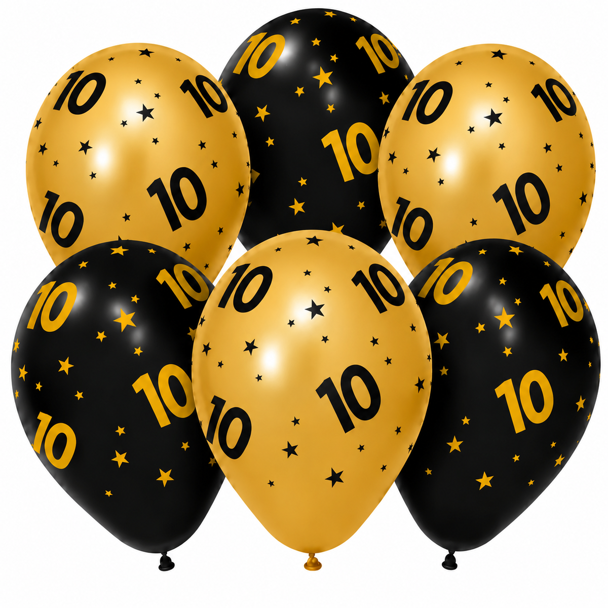 10 Jaar Zwart Goud Ballonnen 30cm 8st