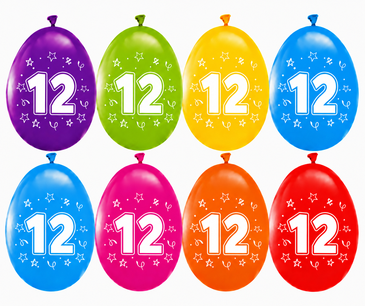 12 Jaar Ballonnen 30cm 8st