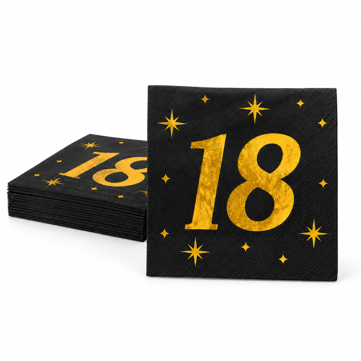 Servetten 18 Jaar Zwart Goud 16st