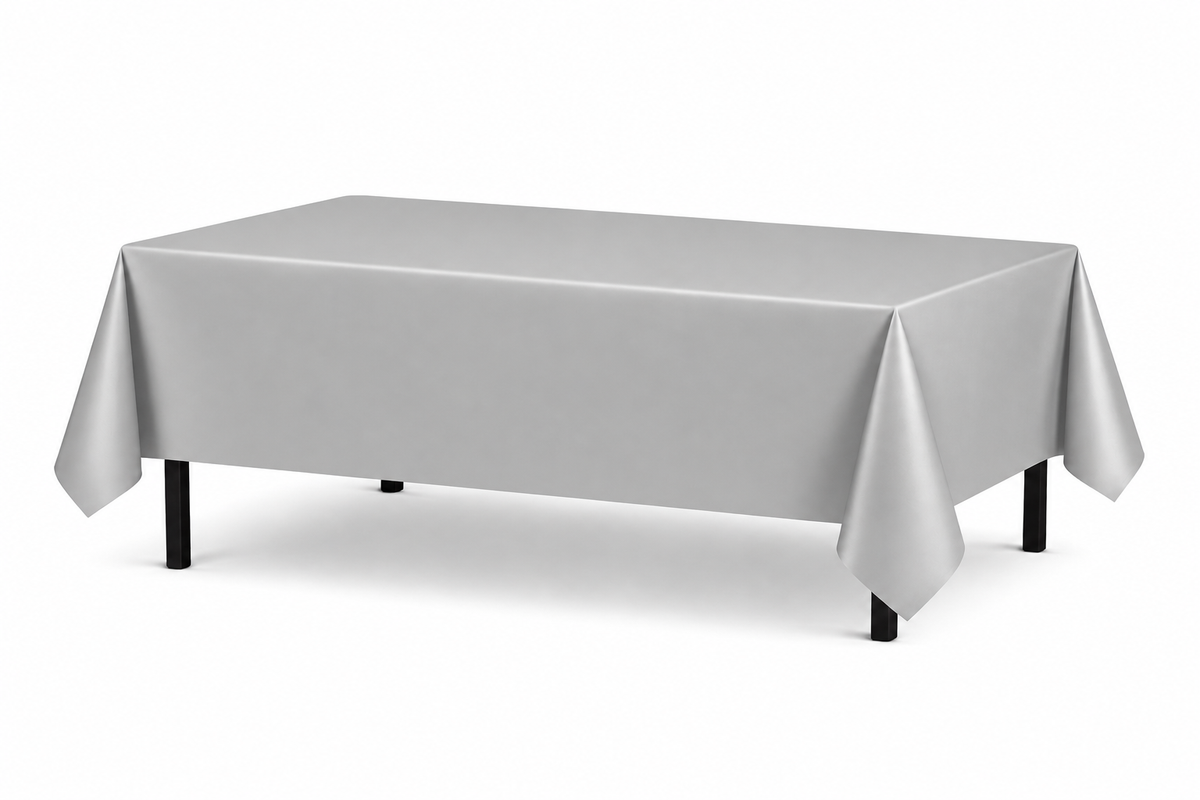 Zilveren Tafelkleed Chrome 137 x 274 cm – Feest Tafelkleed Waterdicht – Tafeldecoratie