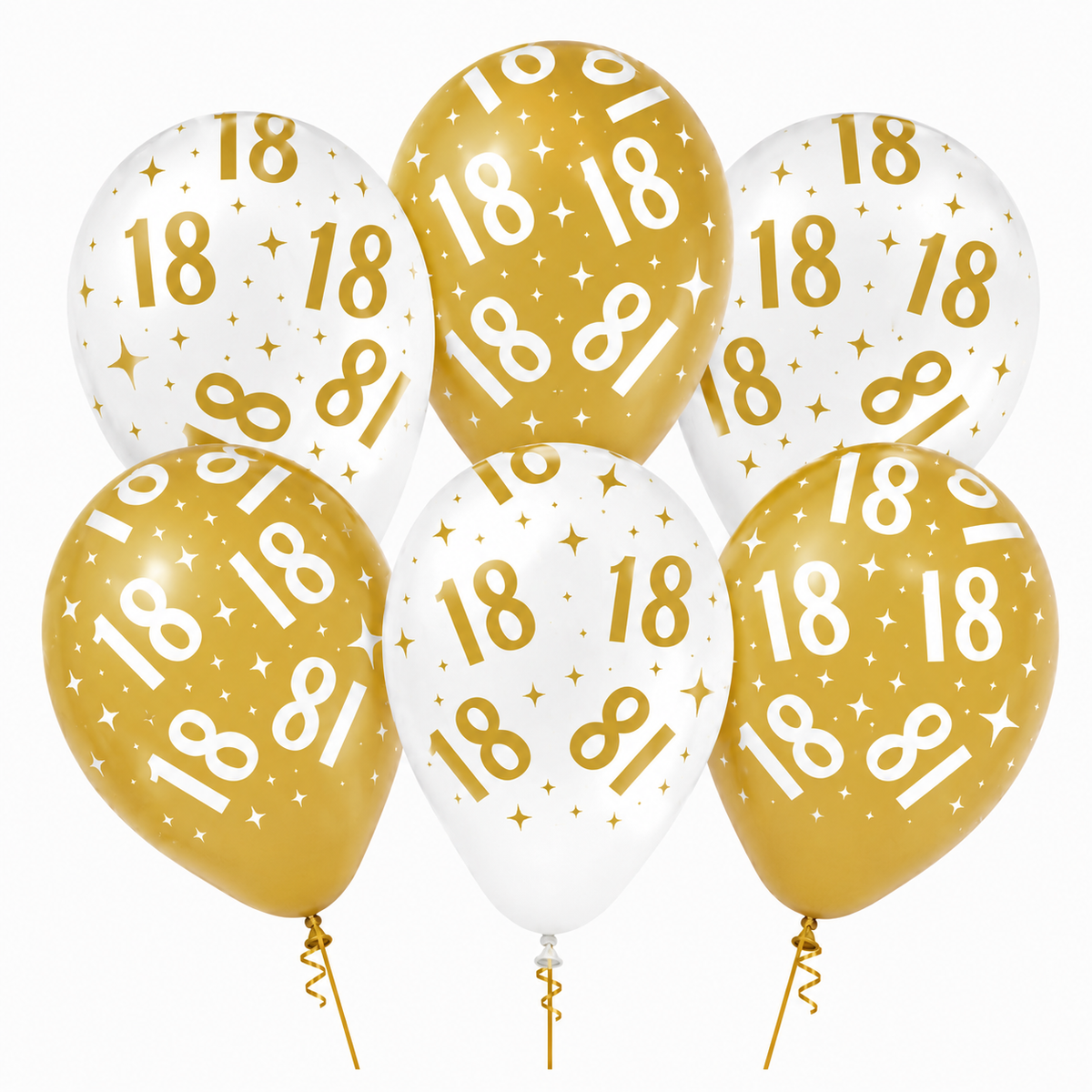Ballonnen 18 jaar Wit Goud 6st - Ideaal voor verjaardagen