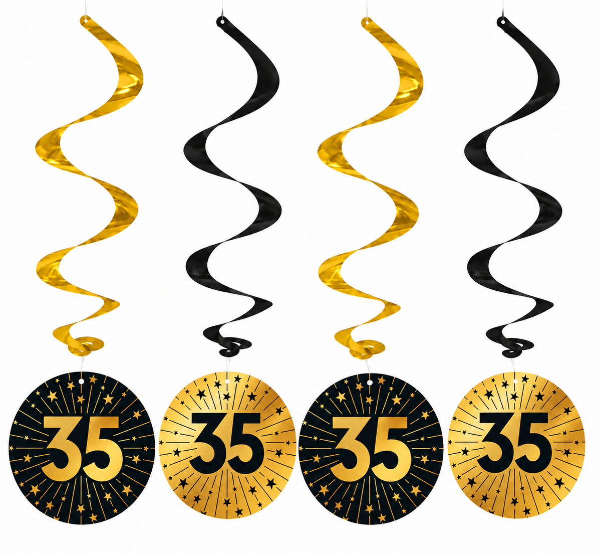 Hangdecoratie 35 Jaar Goud Zwart 4st