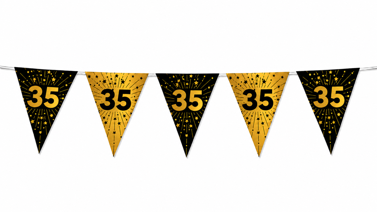 Vlaggenlijn 35 Jaar Zwart Goud 10m