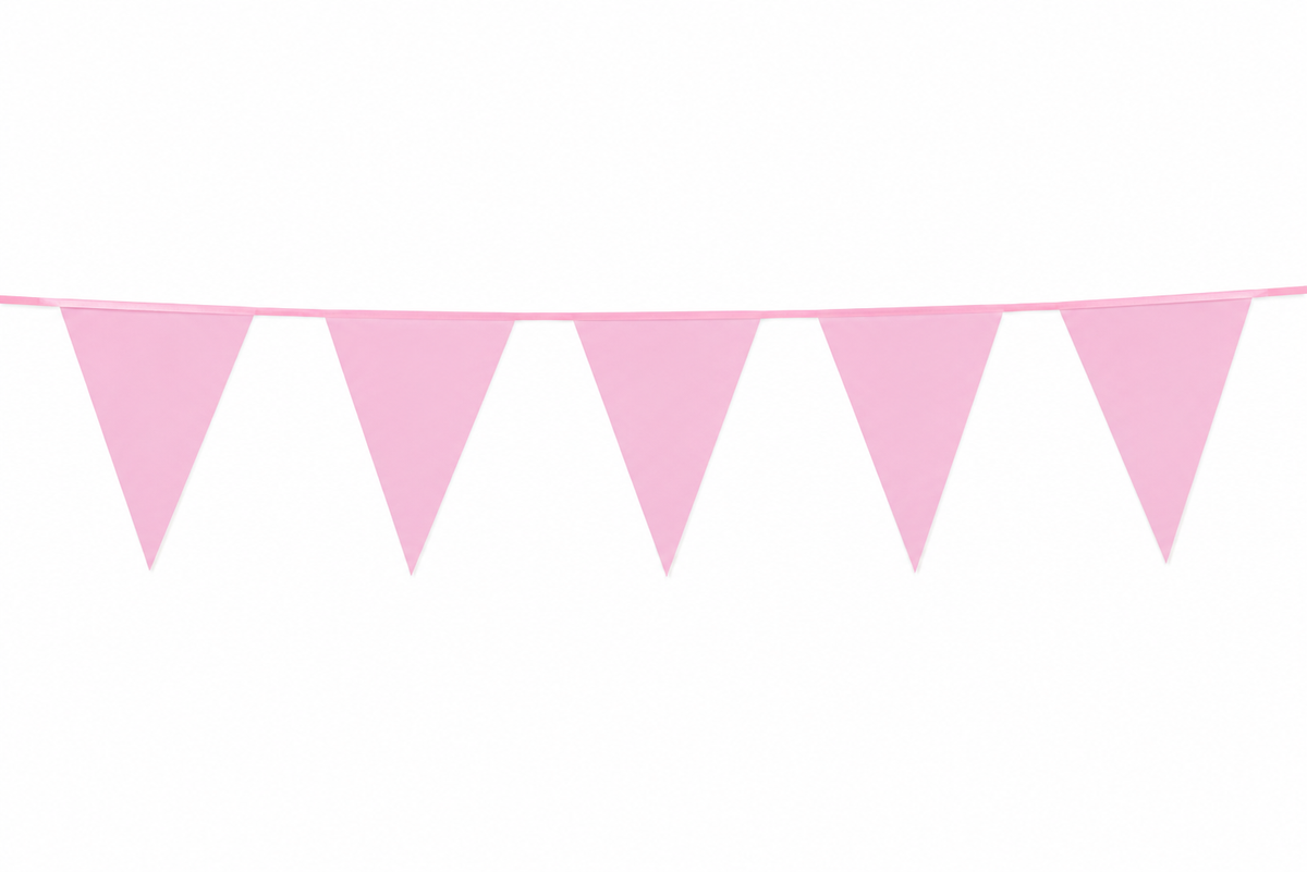 Vlaggenlijn Baby Roze 10 Meter – Stevig Plastic