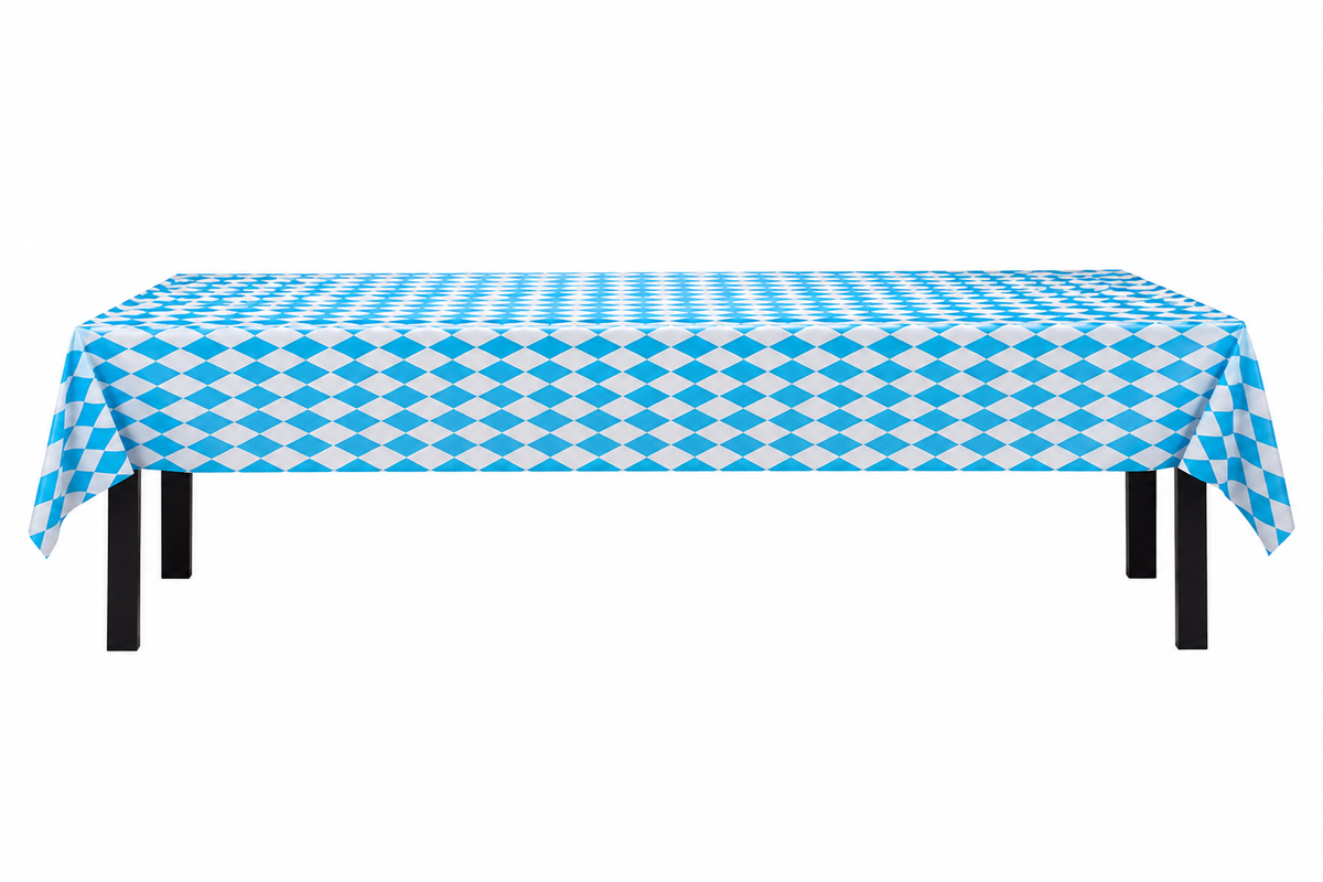 Oktoberfest Tafelkleed Beieren 130 x 180 cm – Waterdicht PE – Blauw Wit – Feestdecoratie