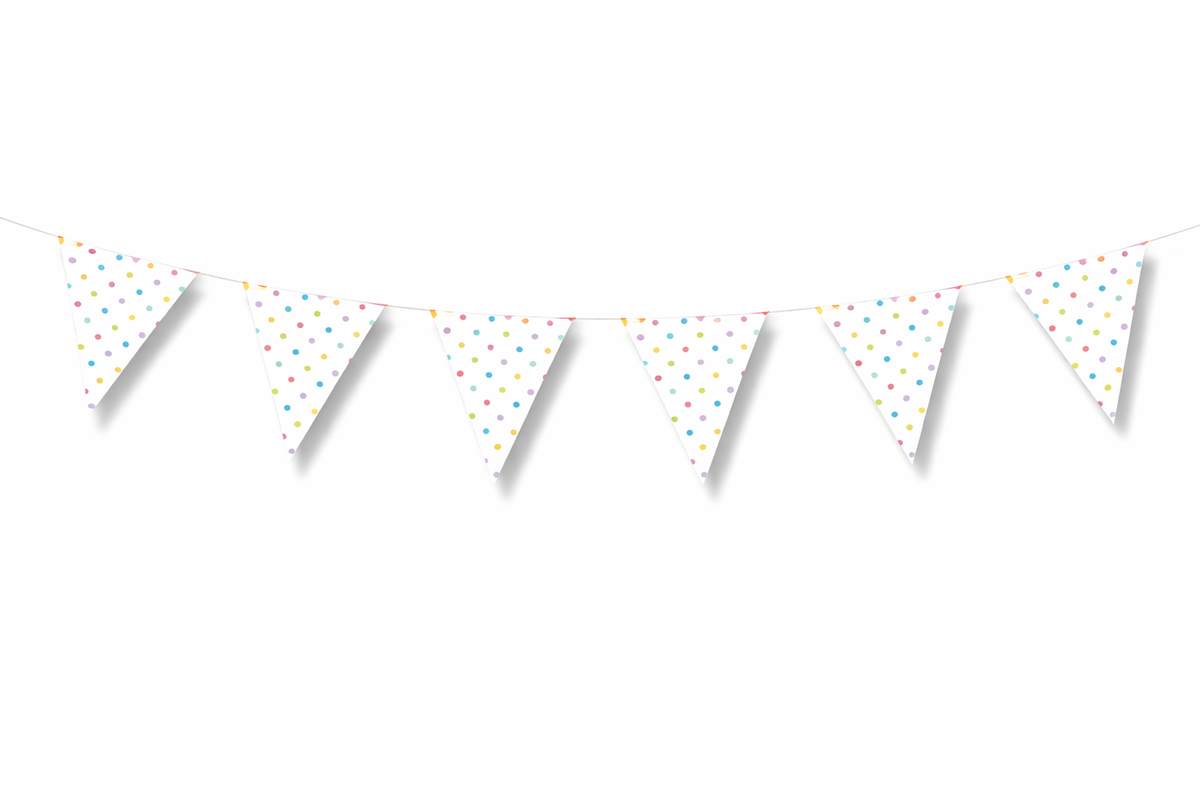 Vlaggenlijn met Stippen 4 Meter, Kleurrijke Feest Slinger