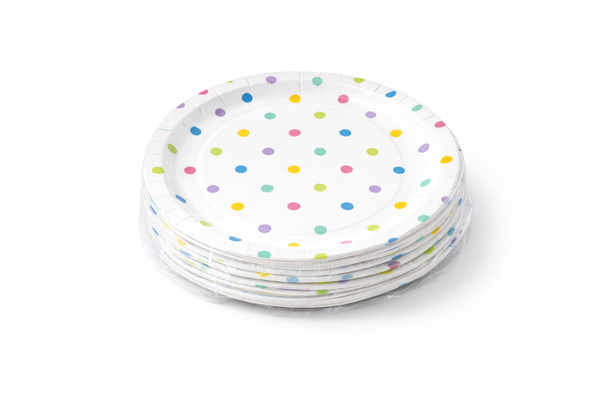 Bordjes met Stippen 6 Stuks, Papieren Feestbordjes