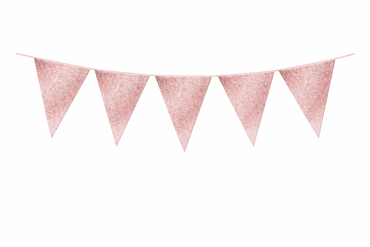 Vlaggenlijn Glitter Roségoud 6m