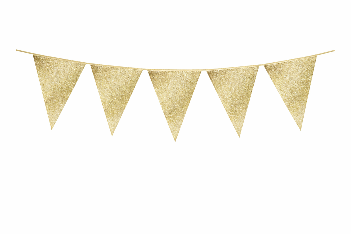 Slinger Vlaggen Goud Glitter 6m