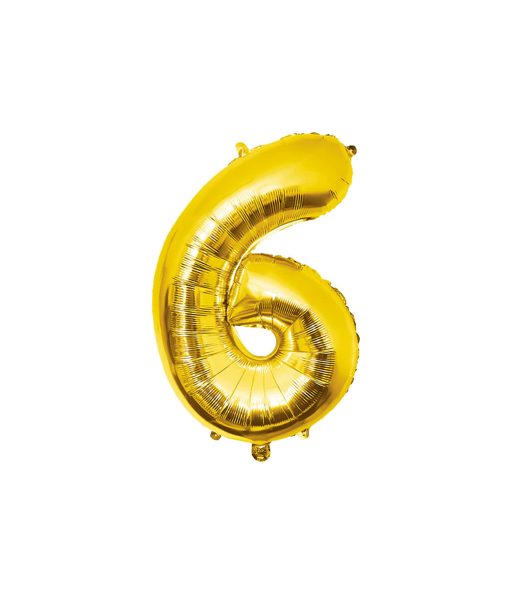 Folieballon 6 Jaar Goud 40 cm