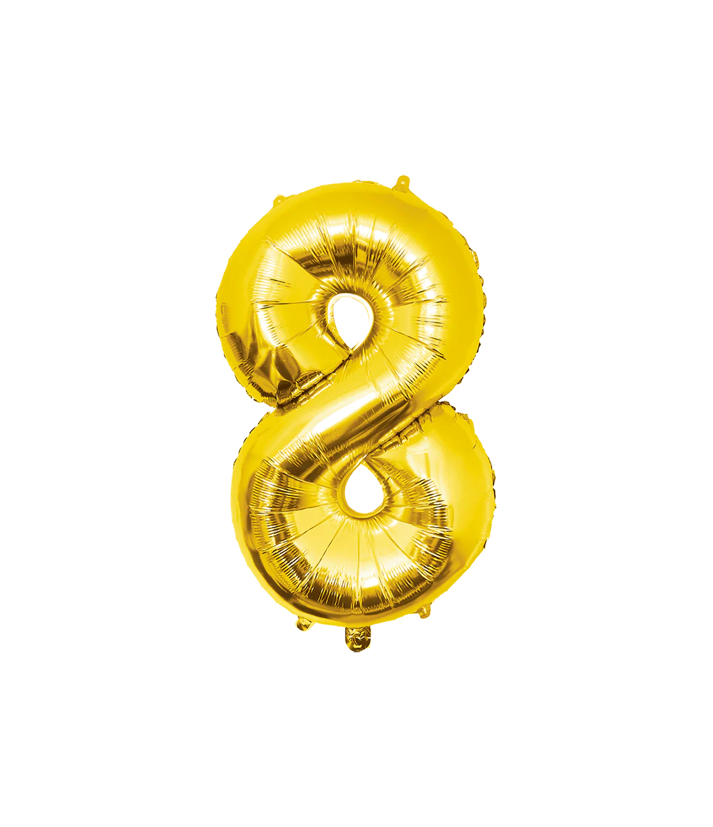 Folieballon 8 Jaar Goud 40 cm