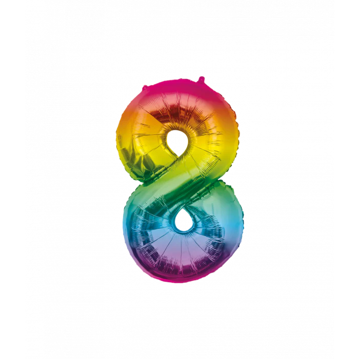 Folieballon 8 Jaar Regenboog 40cm