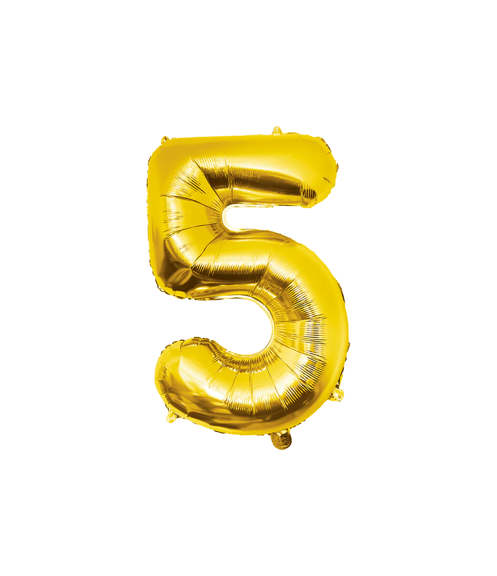 Folieballon 5 Jaar Goud 40 cm
