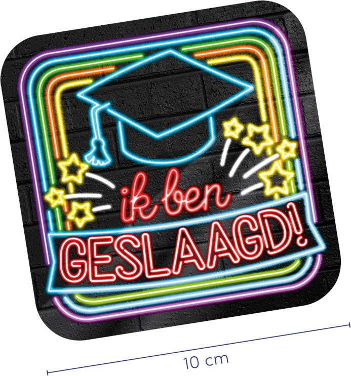 Huldeschild Neon Hoera Geslaagd 50cm