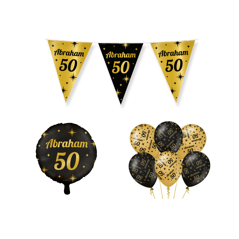 Abraham Verjaardag Versiering Pakket Zwart Goud 10-delig