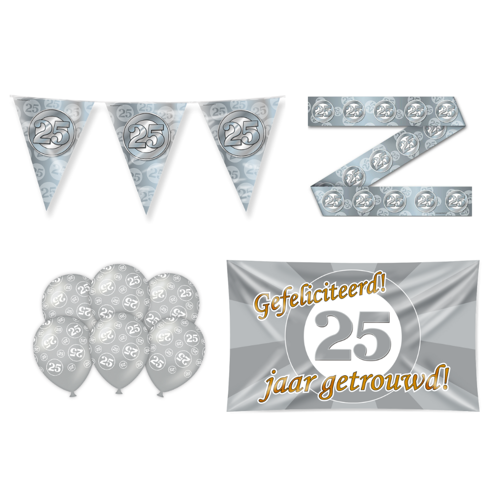 25 Jaar Getrouwd Versiering Pakket 11-delig