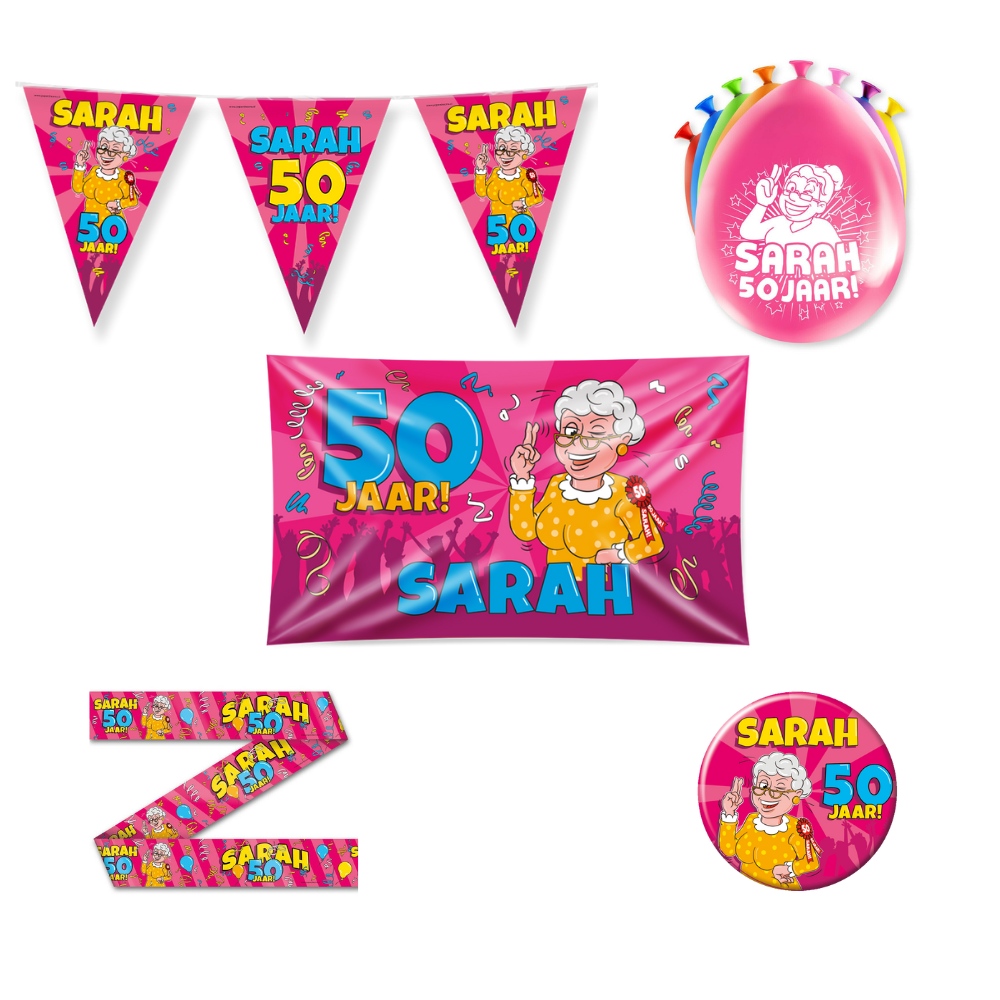 Sarah Verjaardag Versiering Pakket Roze 12-delig