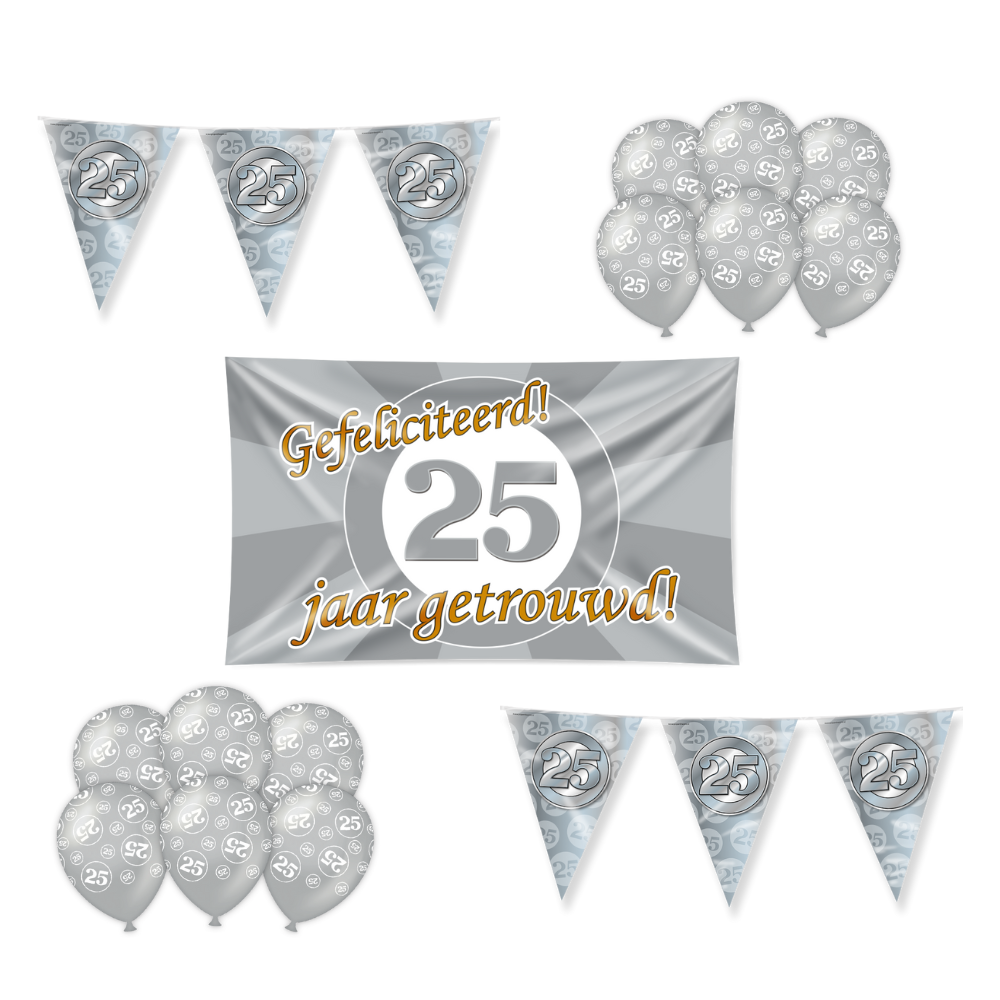 25 Jaar Getrouwd Versiering Pakket 19-delig