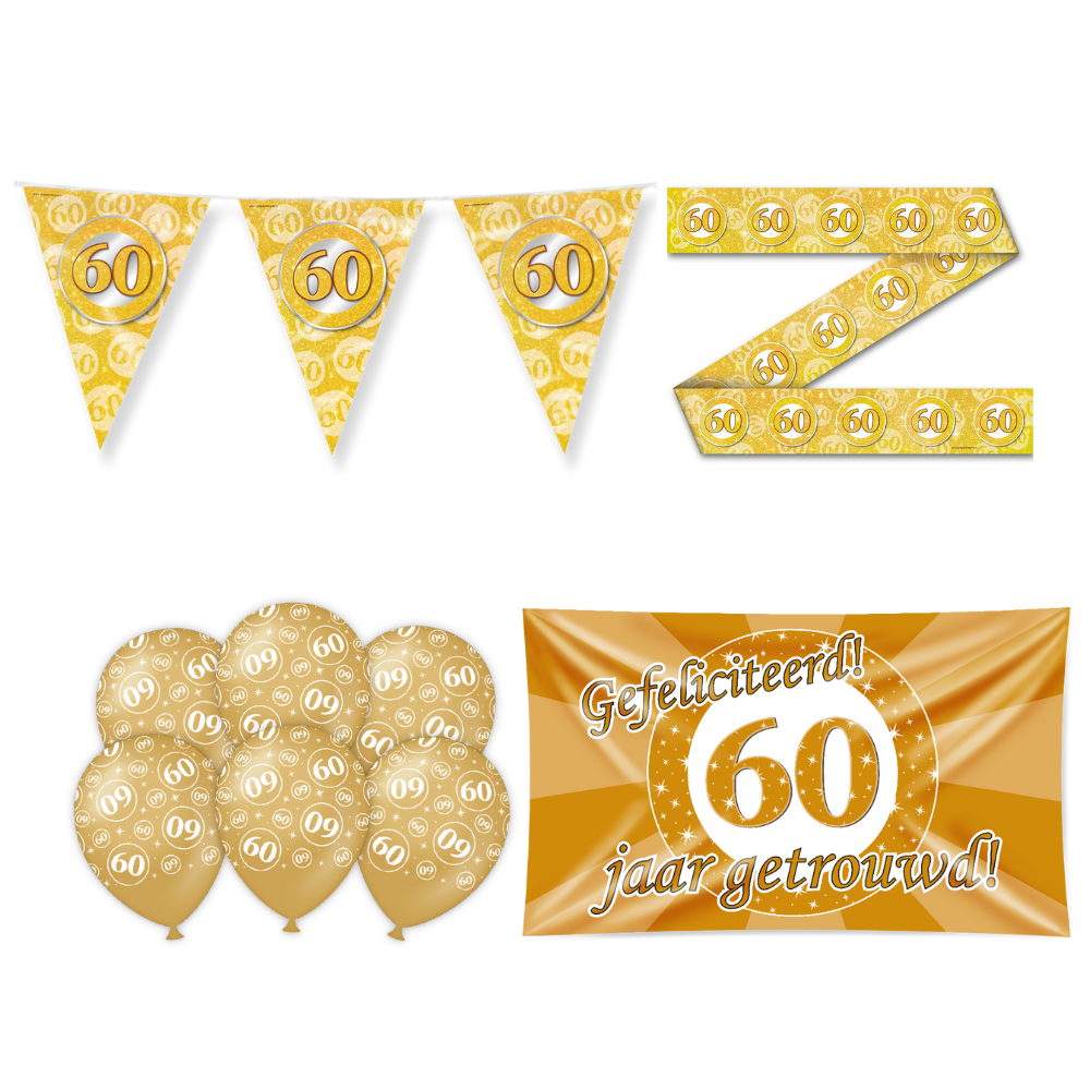 60 Jaar Getrouwd Versiering Pakket 11-delig