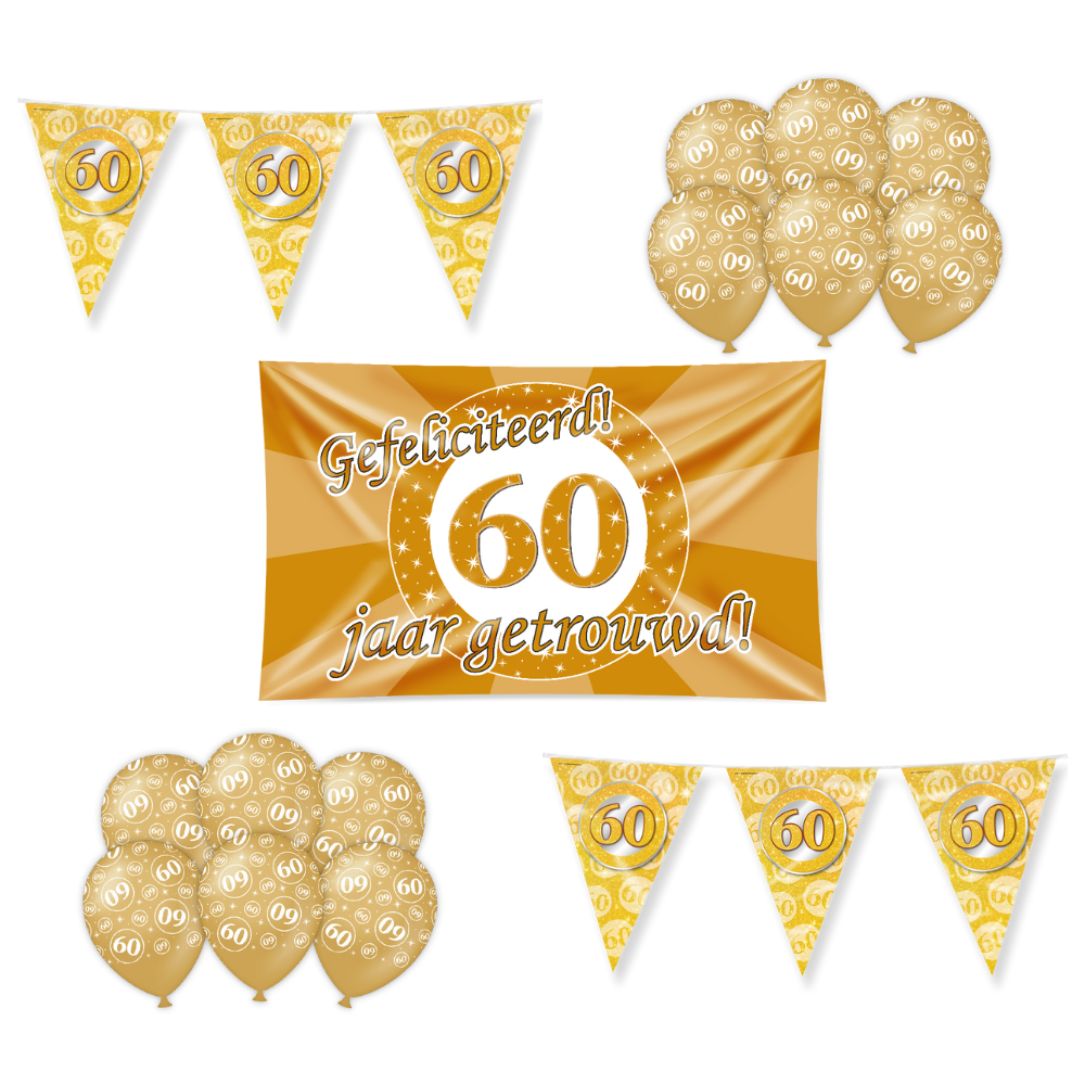 60 Jaar Getrouwd Versiering Pakket 19-delig