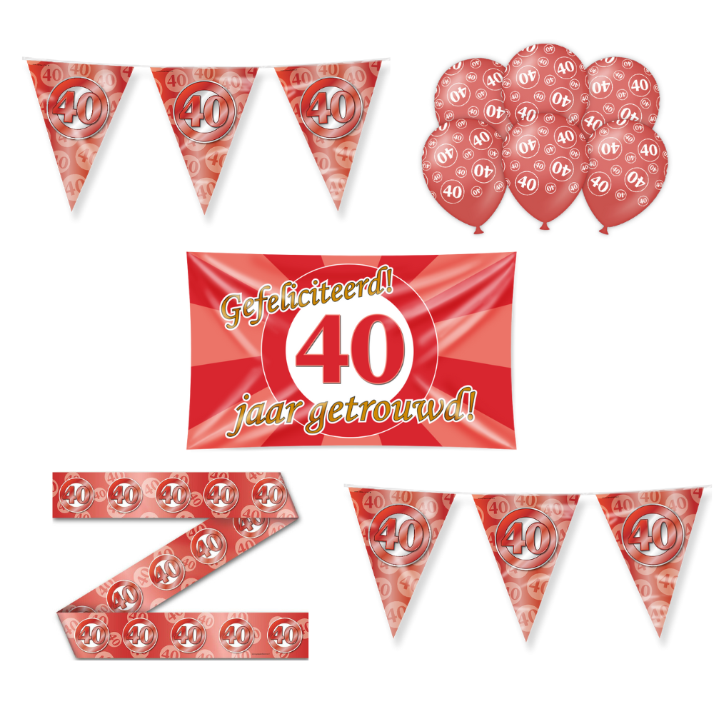 40 Jaar Getrouwd Versiering Pakket 12-delig