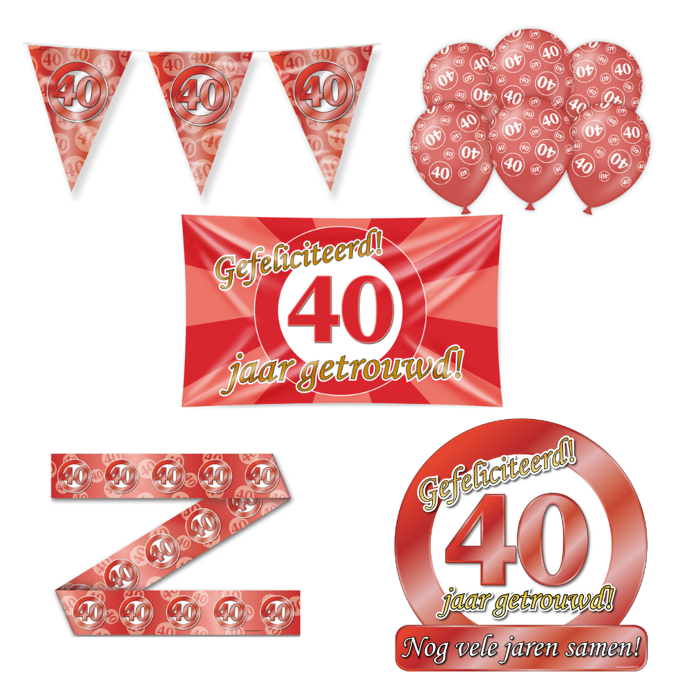 40 Jaar Getrouwd Versiering Pakket 12-delig