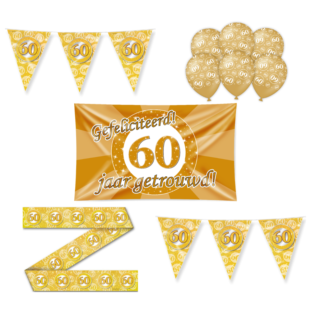 60 Jaar Getrouwd Versiering Pakket 12-delig