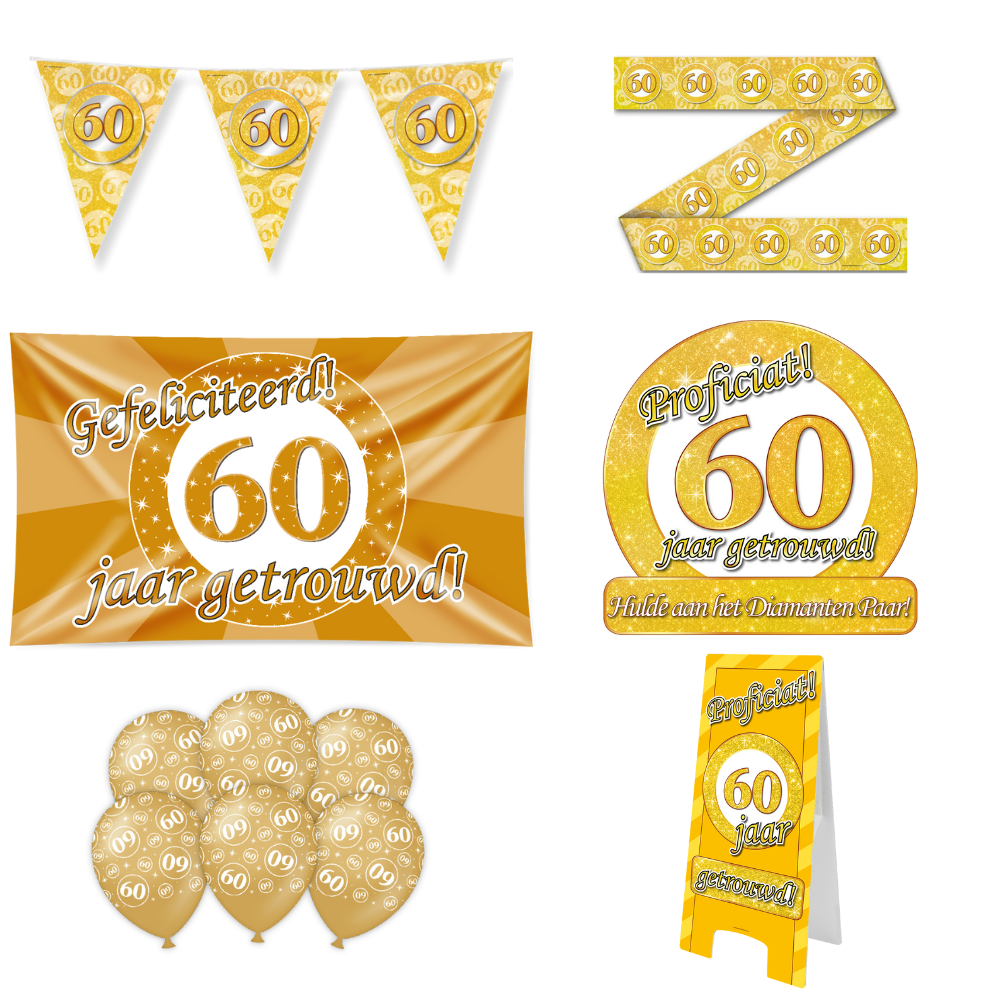 60 Jaar Getrouwd XXL Versiering Pakket 12-delig