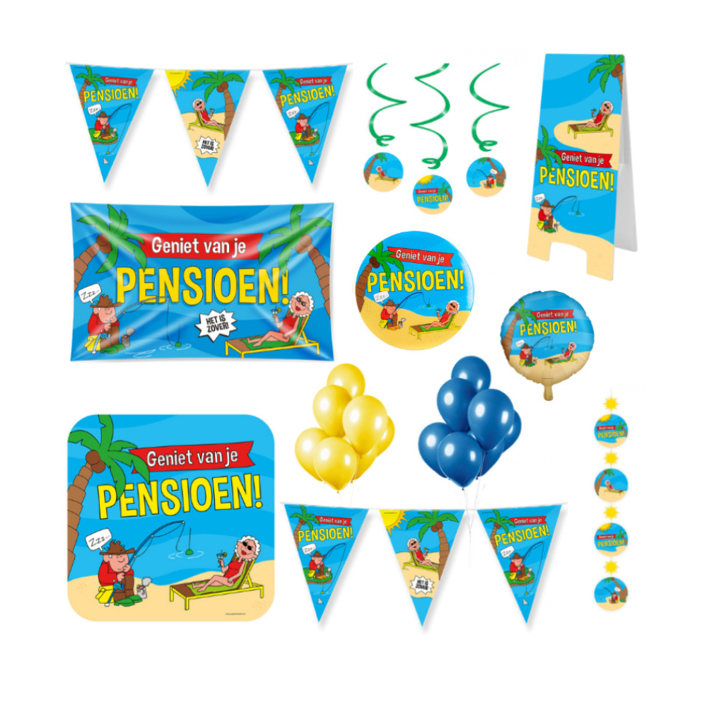 Pensioen Cartoon Versiering XL Pakket 26-delig
