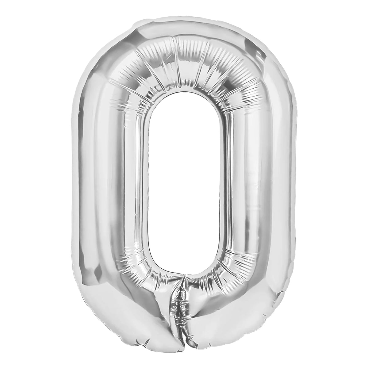 Folieballon Cijfer 0 Zilver 40 cm – Geschikt voor Lucht en Helium