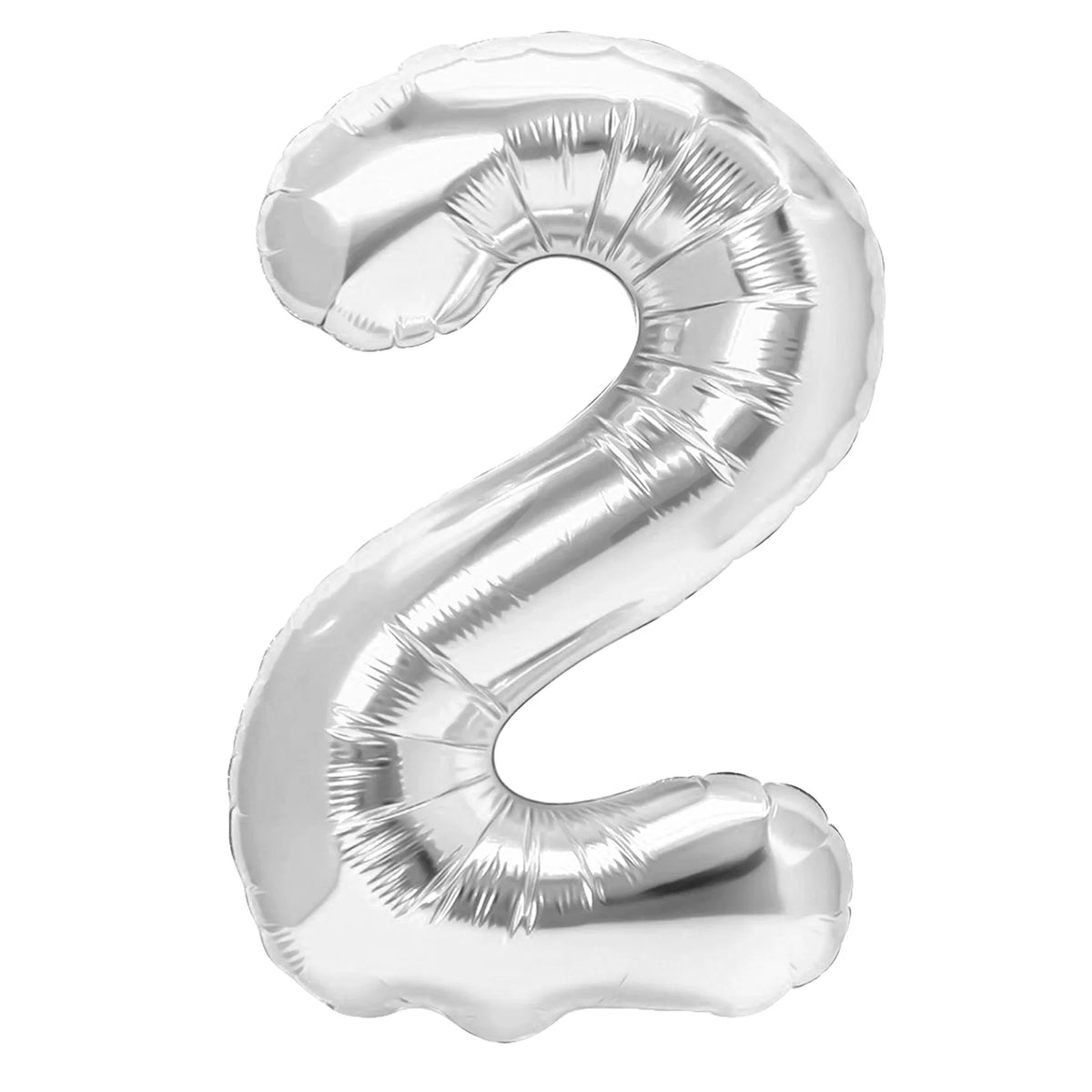 Folieballon Cijfer 2 Zilver 40 cm – Geschikt voor Lucht en Helium